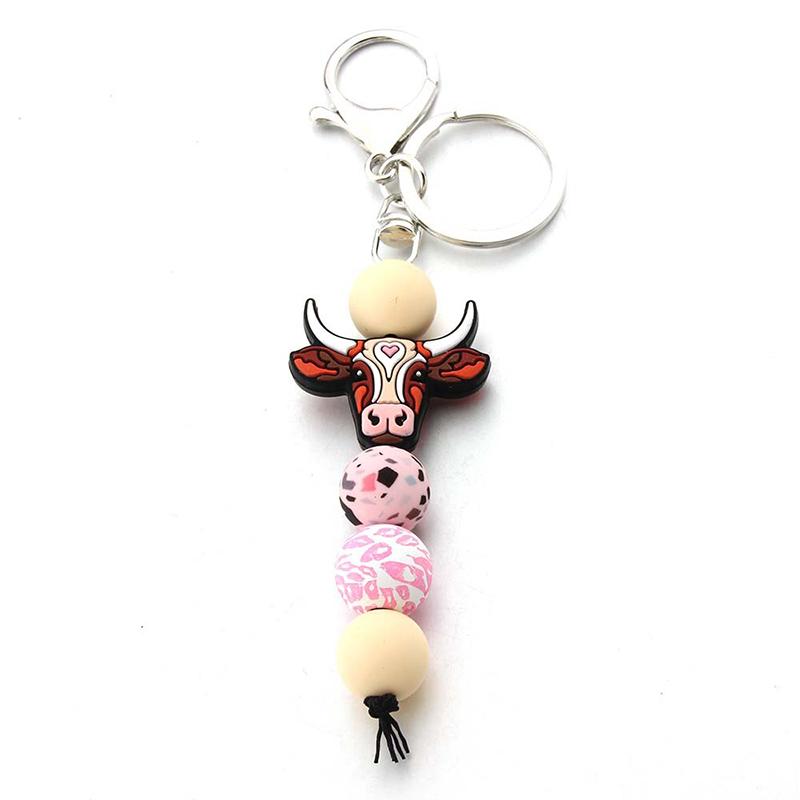 1PC New Cartoon Bag Pendant Diy Small Accessories Cute Small Gifts Silicone Wooden Beads Keychain