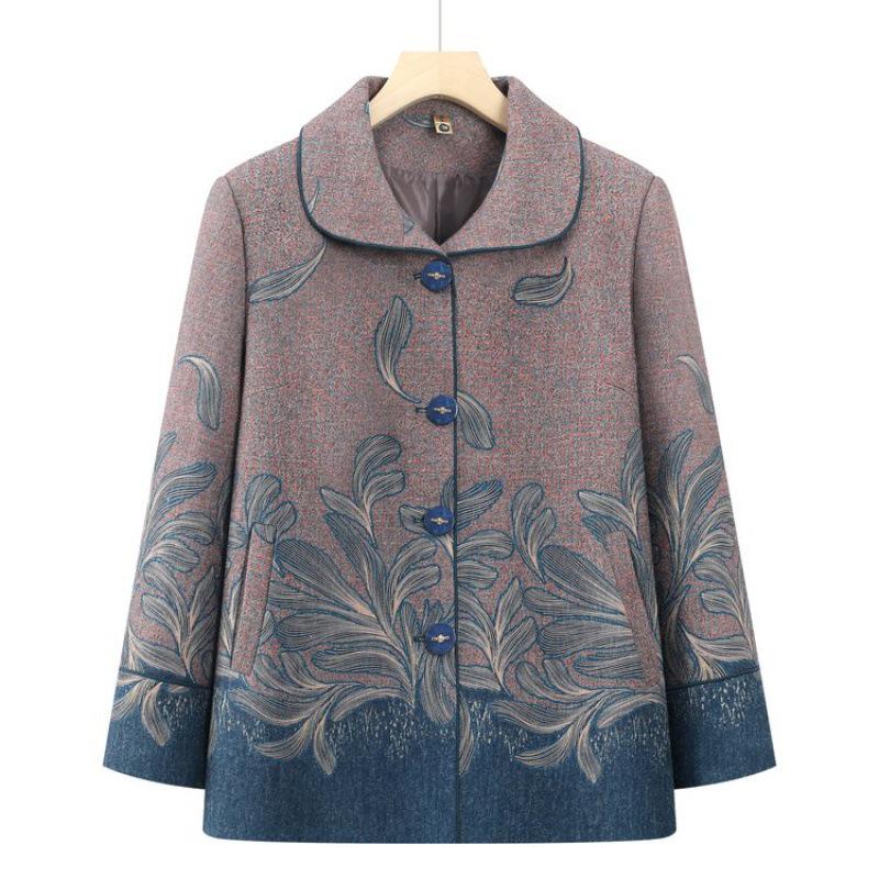 Spring & Autumn Long-Sleeve Coat for Middle-Aged & Elderly Women (Ages 60-70)