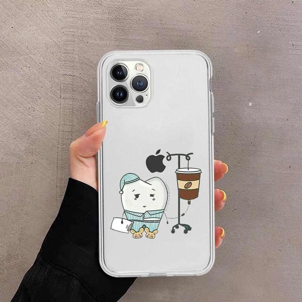 Милый мультяшный чехол для телефона с зубами для iPhone 15 13 14 Pro Max XS XR 12 11 Pro 13 Mini 6 7 8 Plus Мягкий прозрачный задний чехол