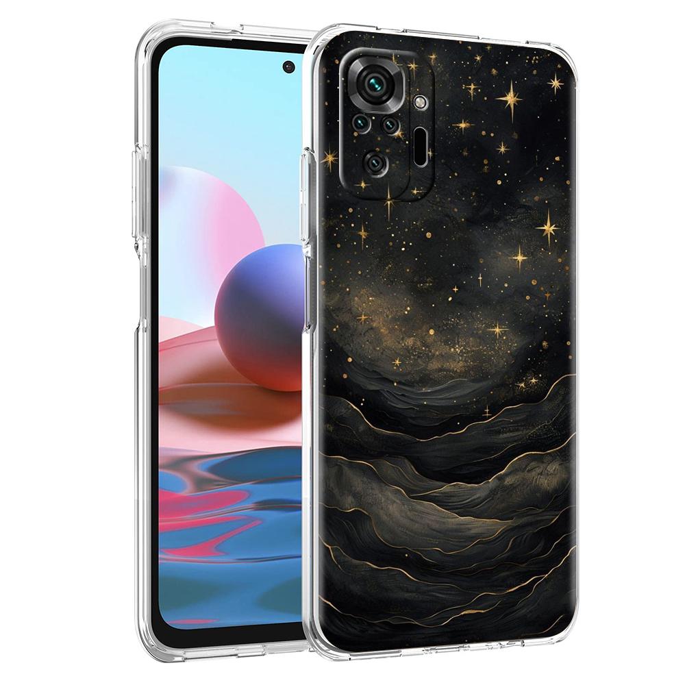 Прозрачный чехол для телефона для Redmi 14C 13C 10C 10 9 Note 13 12 11 K50 K40 Plus Pro 4G 5G Мягкий ТПУ Модный Рисунок Звездное Небо Звезды