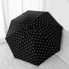 Automatic/Manual Polka Dot Umbrella Black Coated UV Protection Dual Use Umbrella Lightweight Folding Rain Umbrella Summer