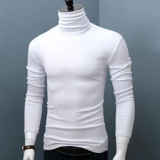 Men Turtleneck Top Long Sleeve Base Shirt Slim Fit Pullover Casual Warm Tee for Fall Winter Daily Wear Home Office