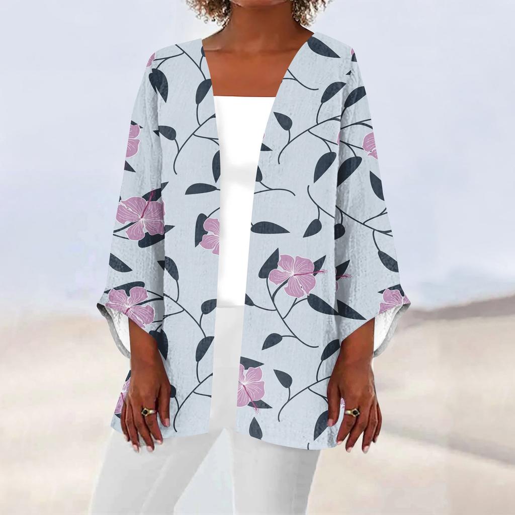 Женская повседневная модная легкая куртка средней длины с принтом в стиле ретро, ​​кардиган