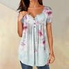 Women Tunic Tops Dressy Casual Summer Short Sleeve Shirts Loose Fit Pleated Boho Top