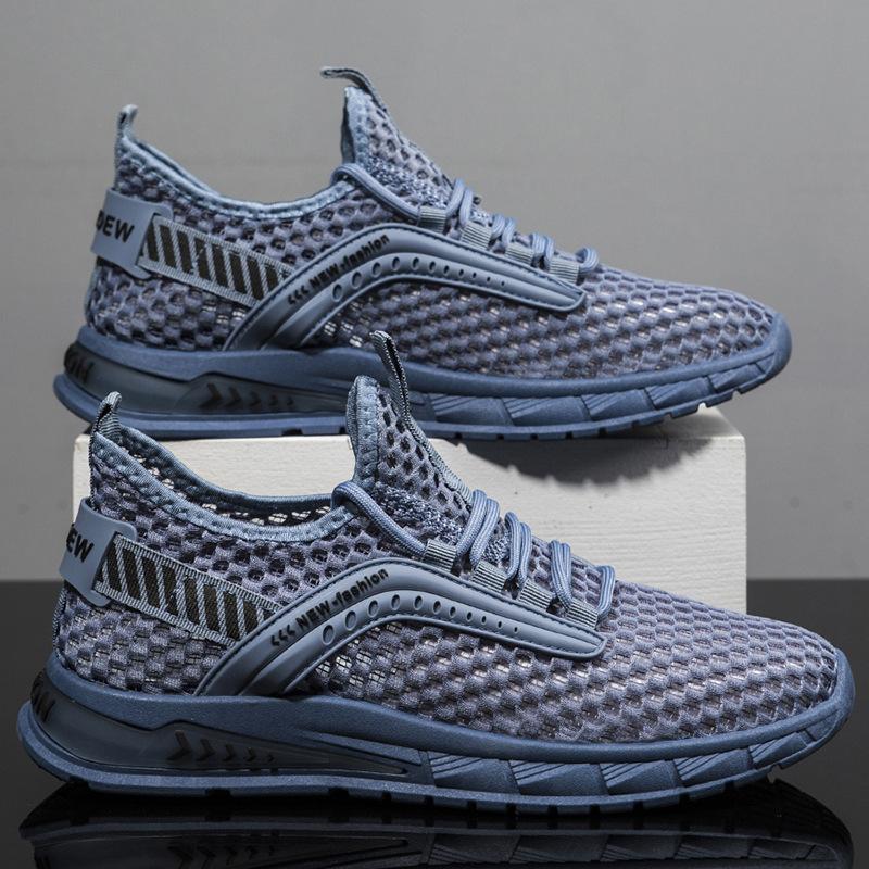 2023 New Fashion Summer Mesh Breathable 100 Mesh Hollow-out Thin Single Mesh Shoes for Men Running Light