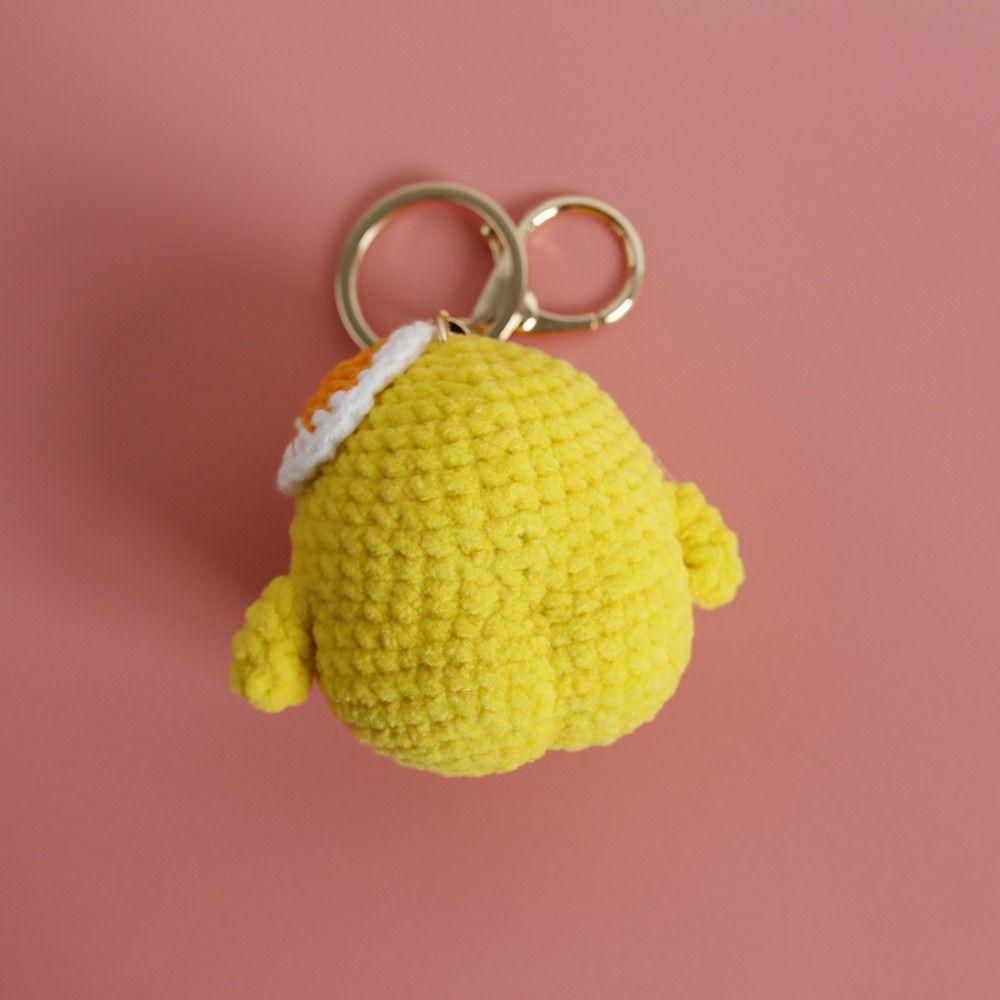 Handmaking Crochet Keychains Cute Cartoon Knitting Keyring Fashion Duck Doll Pendant Backpack
