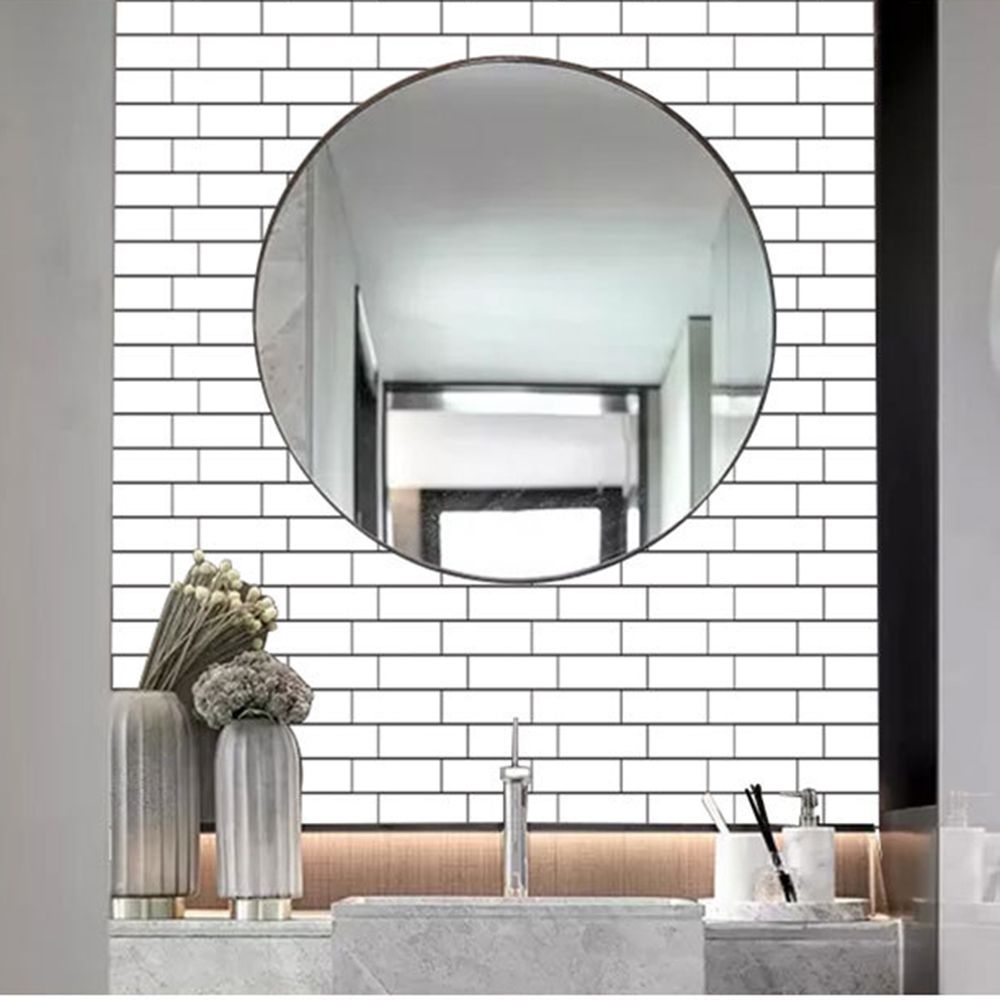 Waterproof Self Adhesive White Subway Kitchen Bathroom Wall Tiles 3D Tile Sticker Peel and Stick