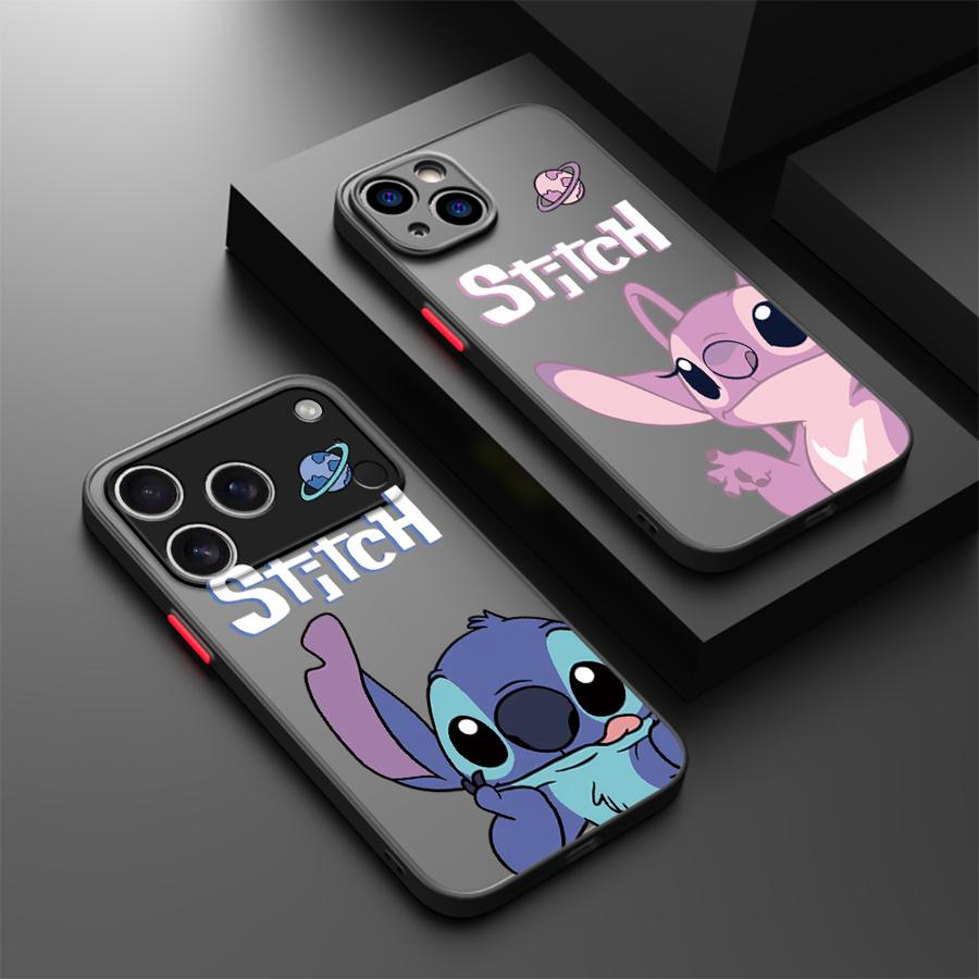 Stitch Angel Back Phone Cover Case for iPhone 17 Pro Max 12 XS XR 17e Air 7 8 SE 11 14 16 Plus 13 Mini 15
