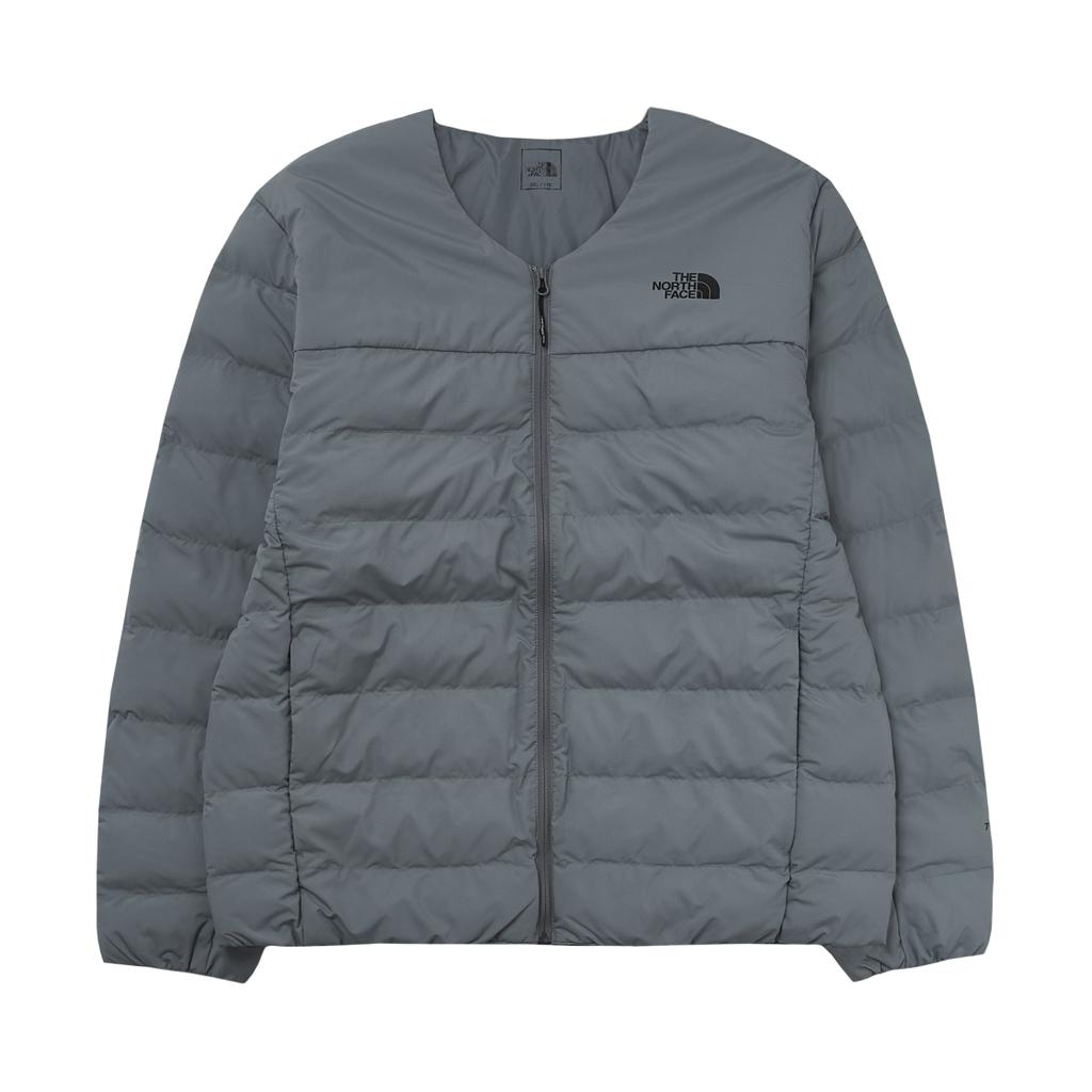 The North Face Мужская хлопковая куртка с принтом логотипа, V-образным вырезом, молнией, прямым кроем и длинным рукавом, серая, NJ3NQ58C