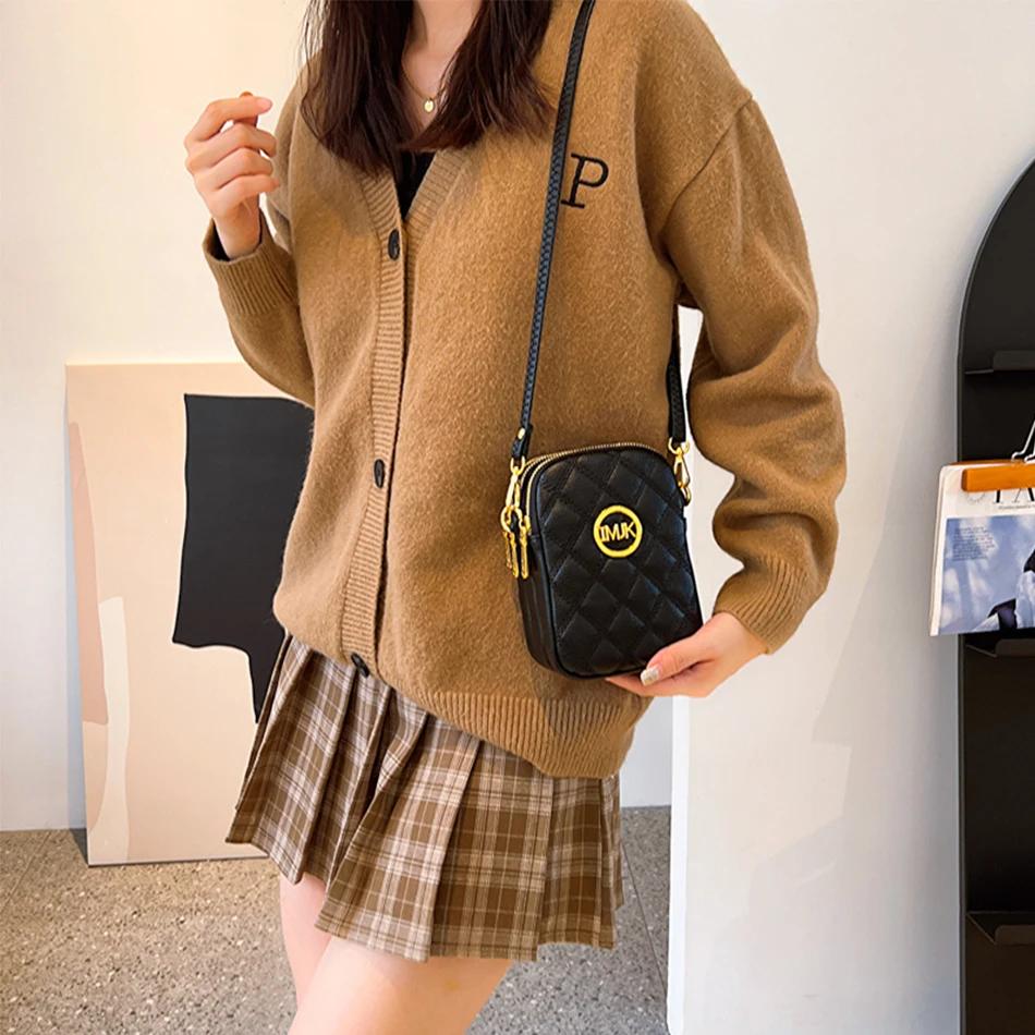 Мягкая кожаная сумка через плечо для женщин, 3-слойные сумки, сумка через плечо, маленький кошелек, сумка-мессенджер