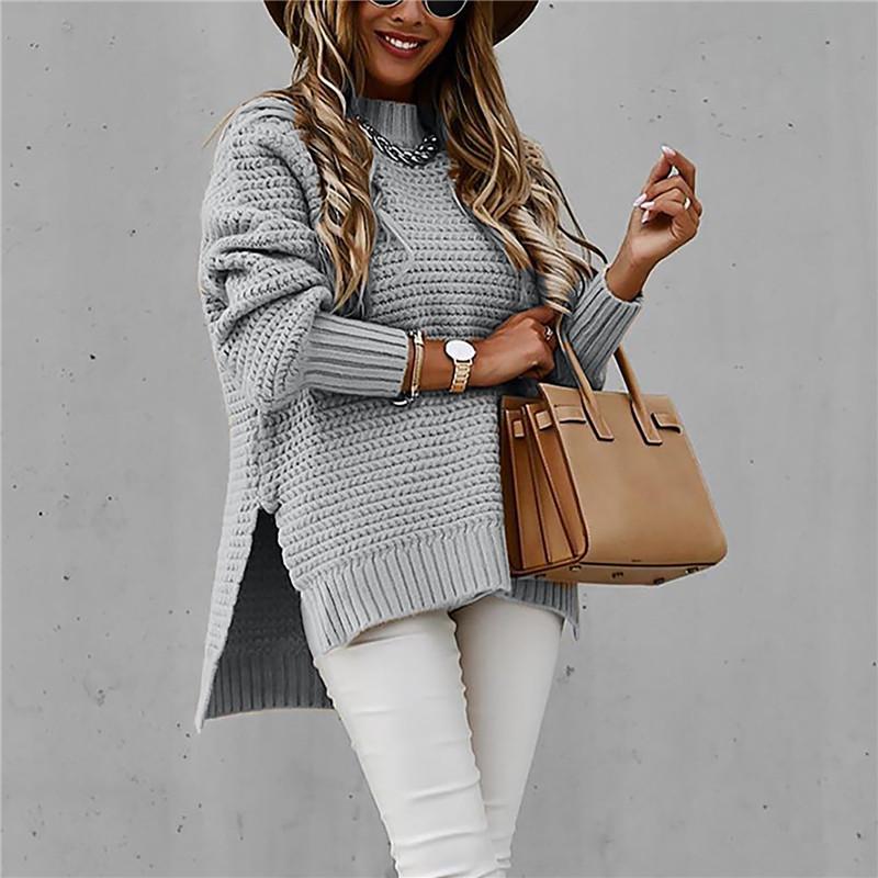 Осень-зима 2023, женский вязаный свитер, повседневная водолазка, свитер большого размера, модный утолщенный вязаный женский свитер с рукавами «летучая мышь»