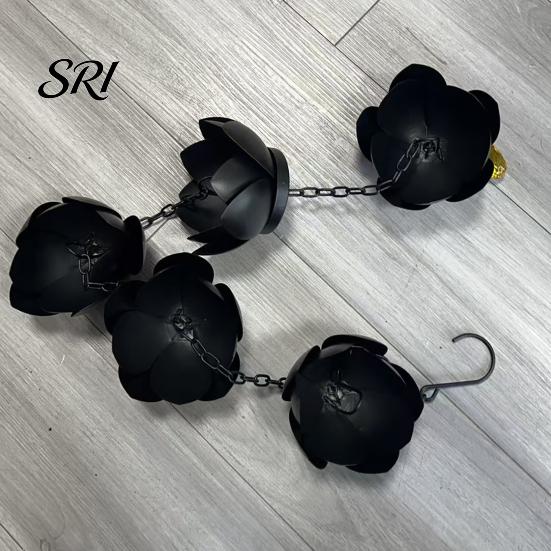 Heavy Duty Rain Chain Outdoor Lotus Metal Garden Hanging Easy to Hang Catcher Cups Outside Gutters Downspouts Replacement Decorative Iron