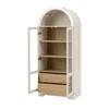 Highboard with adjustable shelves and drawers, with transparent glass and large storage space, ideal for dining room, living room and kitchen (white)