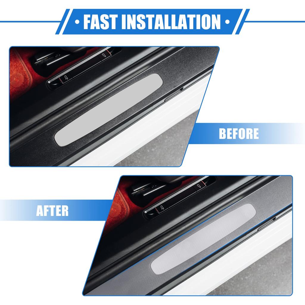 uxcell Car Door Sill Protector Film Carbon Fiber Universal for Acrylic with Scraper Tool Cover, 500x15cm, Pattern, Trucks, SUVs, Anti-Scratch, Clear,