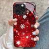 Красный чехол для телефона из закаленного стекла с узором из снежинок для Samsung Galaxy S23 S24 S25 S26 Ultra Plus FE Ударопрочный чехол