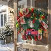 Festive Rattan Wreath with Red Truck - Farmhouse Style Christmas Door Decoration