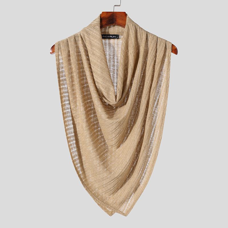 INCERUN Мужские безрукавки с ажурным сетчатым воротником-стойкой, жилет с текстурой, накидка, майки