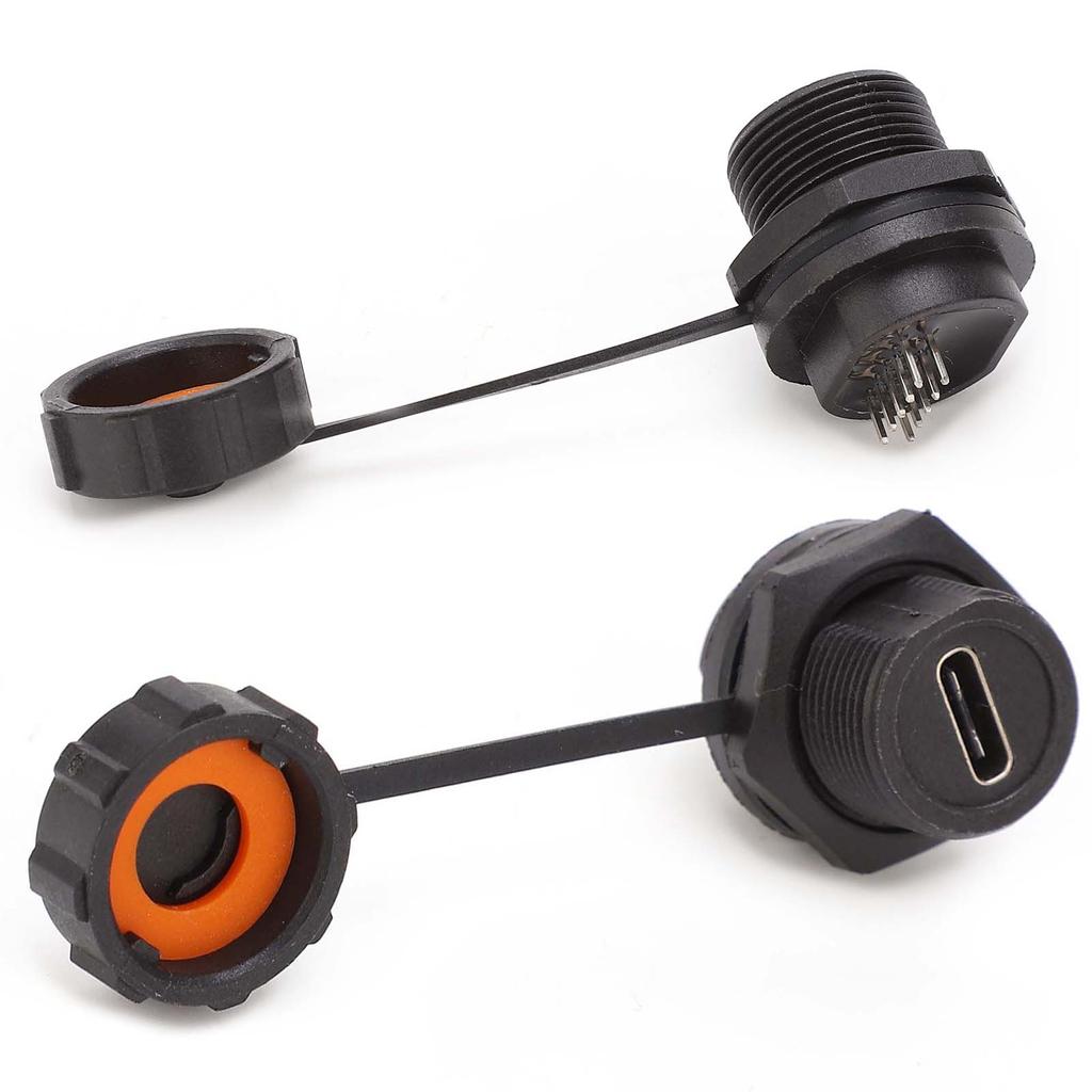 TypeC Socket PCB Panel Mount Thread Install Industrial Waterproof Connector  E10TPCTF1F