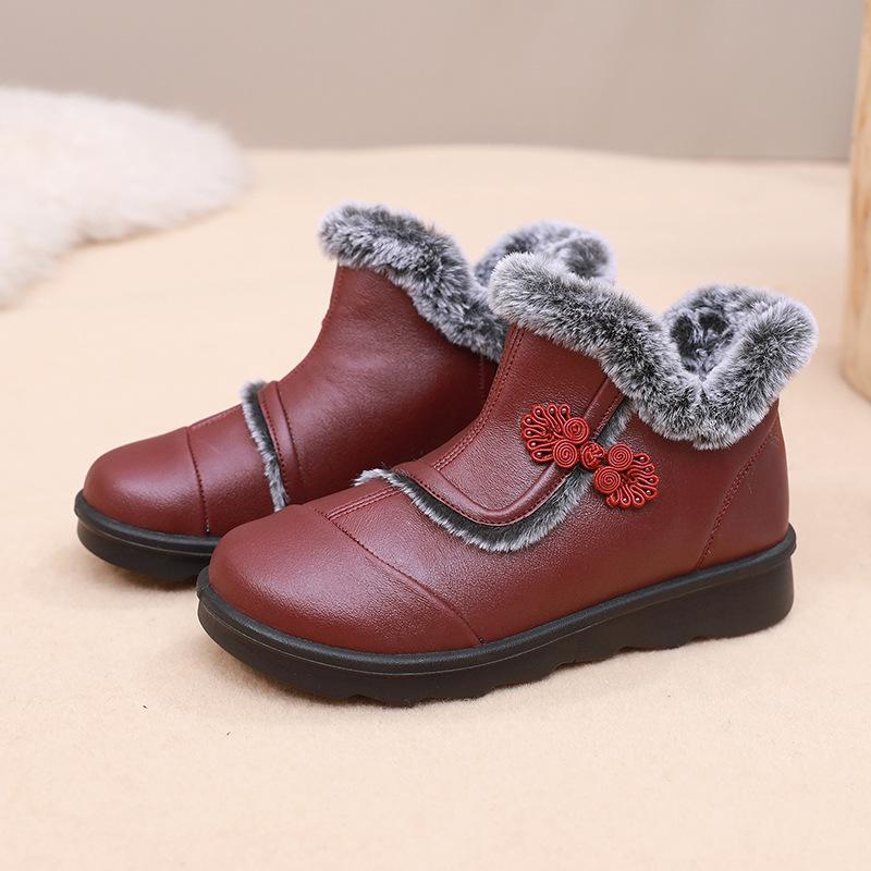 Женские зимние зимние ботинки на подкладке из искусственного меха, уличные противоскользящие теплые ботильоны из искусственной кожи, короткие ботинки на флисовой подкладке, повседневная женская обувь с высоким берцем