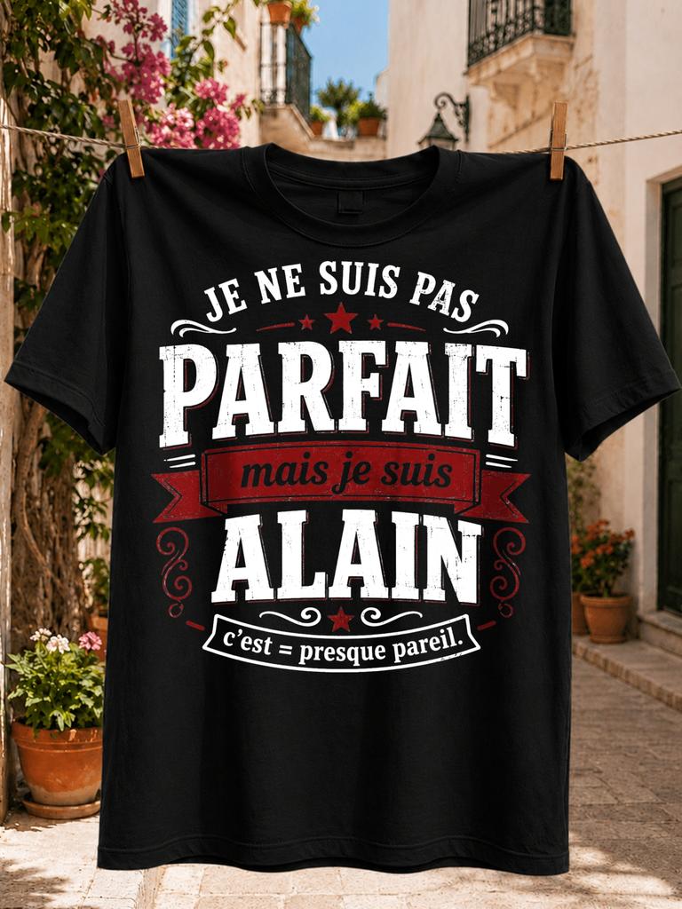 I Am Not Perfect but I Am Alain Graphic French Vintage QuoteDistressed and Red Typography Tee Unisex All TShirt