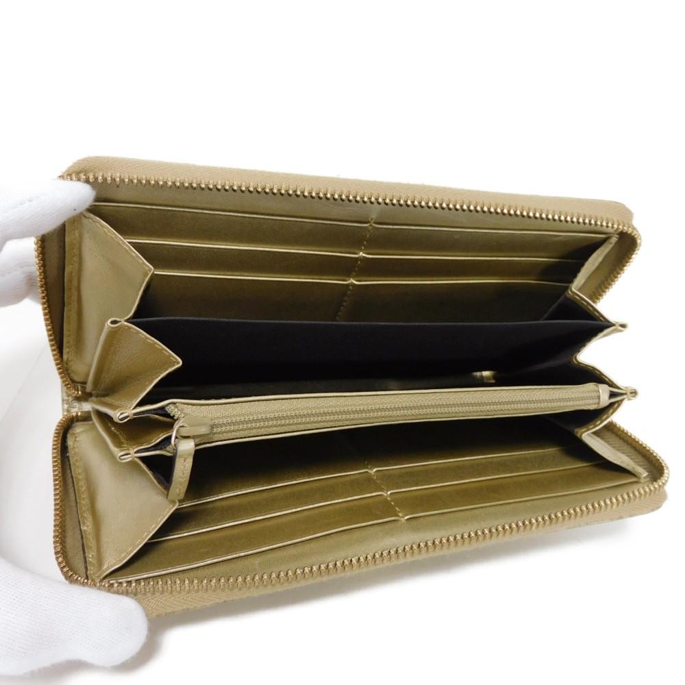 Used Guccissima Ribbon Zip-Around Wallet (9539) 388680 7940 Zip Around Micro GG Ribbon Champagne Gold Women's from