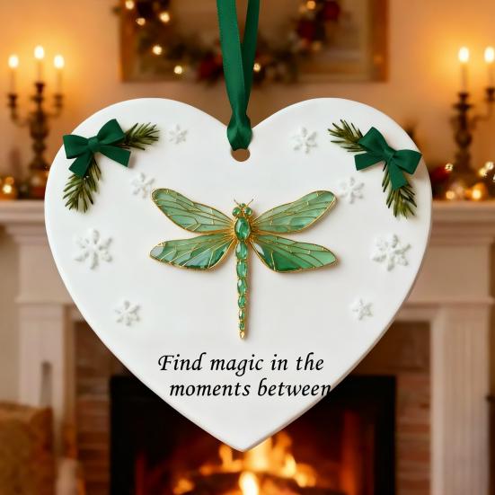 Сердечные Вдохновения Рождественское Украшение Ракушка Олень Стрекоза Лапа Перо Тюльпан Подвеска в Форме Сердца для Подвешивания на Рождественскую Елку Декор для Праздничной Вечеринки