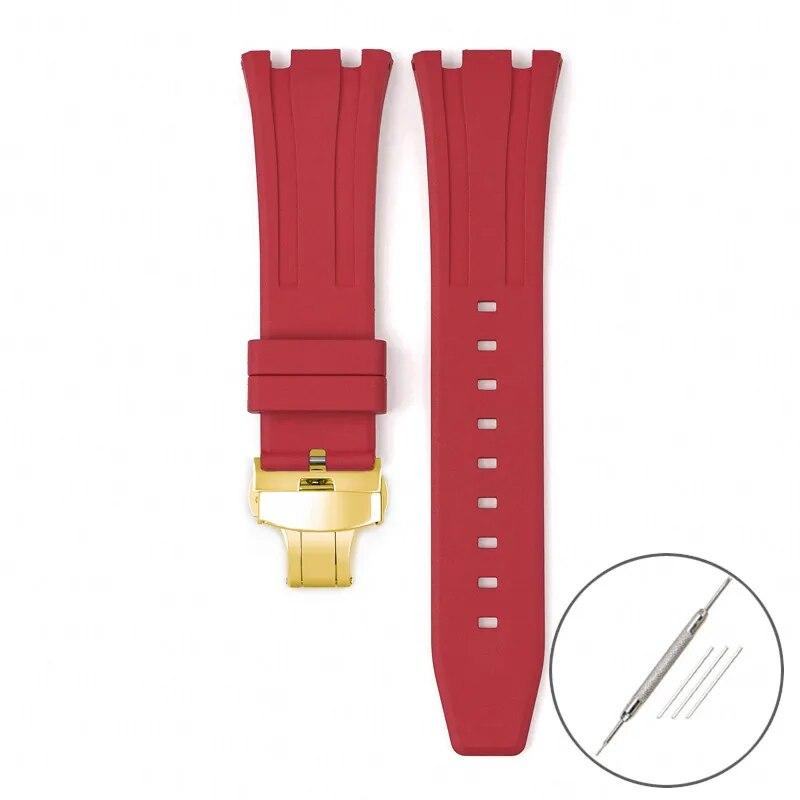 Ремешок из фторкаучука для Audemars Piguet Royal Oak 15400 15500 26331, мужской мягкий ремешок с пряжкой-бабочкой из FKM, сменный ремешок для часов AP 26 мм