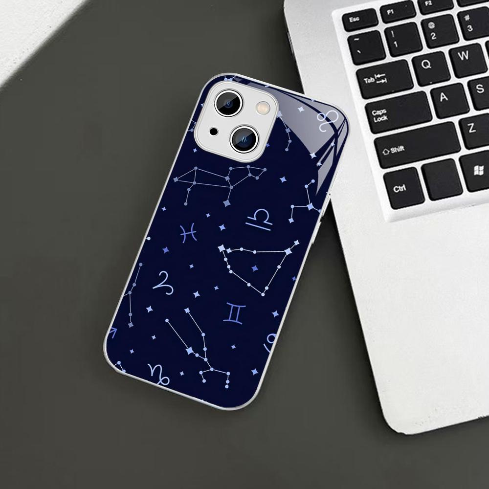 Чехол для телефона с рисунком Двенадцати Созвездий для iPhone 14 13 12 Mini 11 Pro XS Max X XR 14 Plus, Закаленное Стекло
