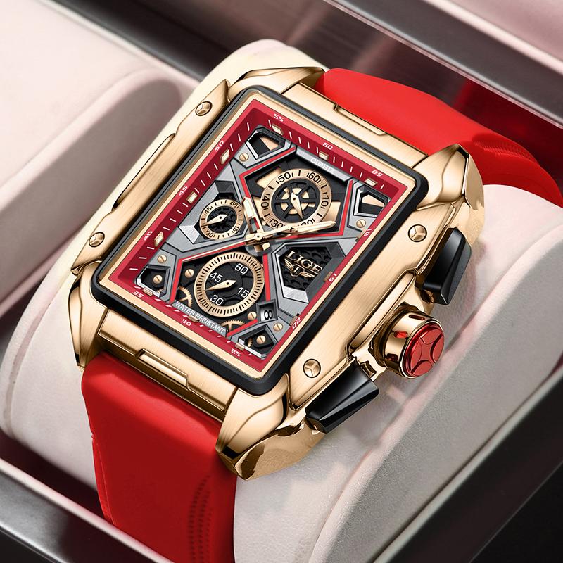 New Top LIGE Brand Luxury Men Watch Business Square Watch Men Casual Sport Quartz Chronograph Clock Male Waterproof Watches