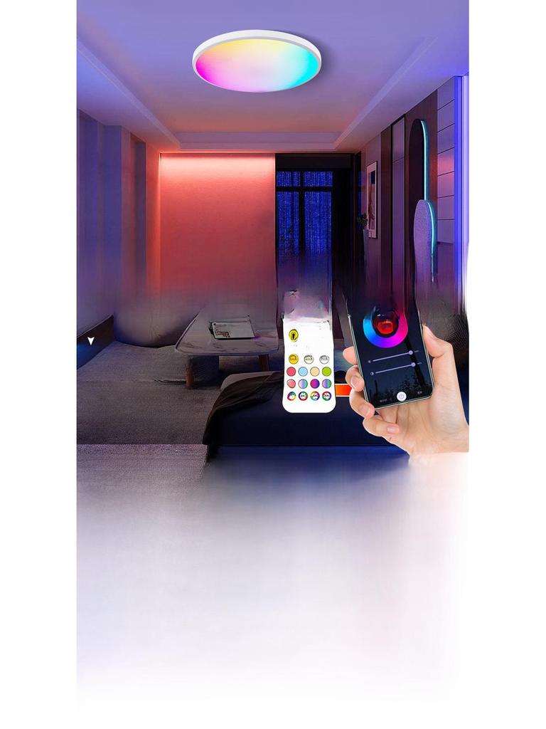 Умный потолочный светильник RGB с диммированием и регулировкой цветовой температуры - приложение Tuya и голосовое управление Bluetooth