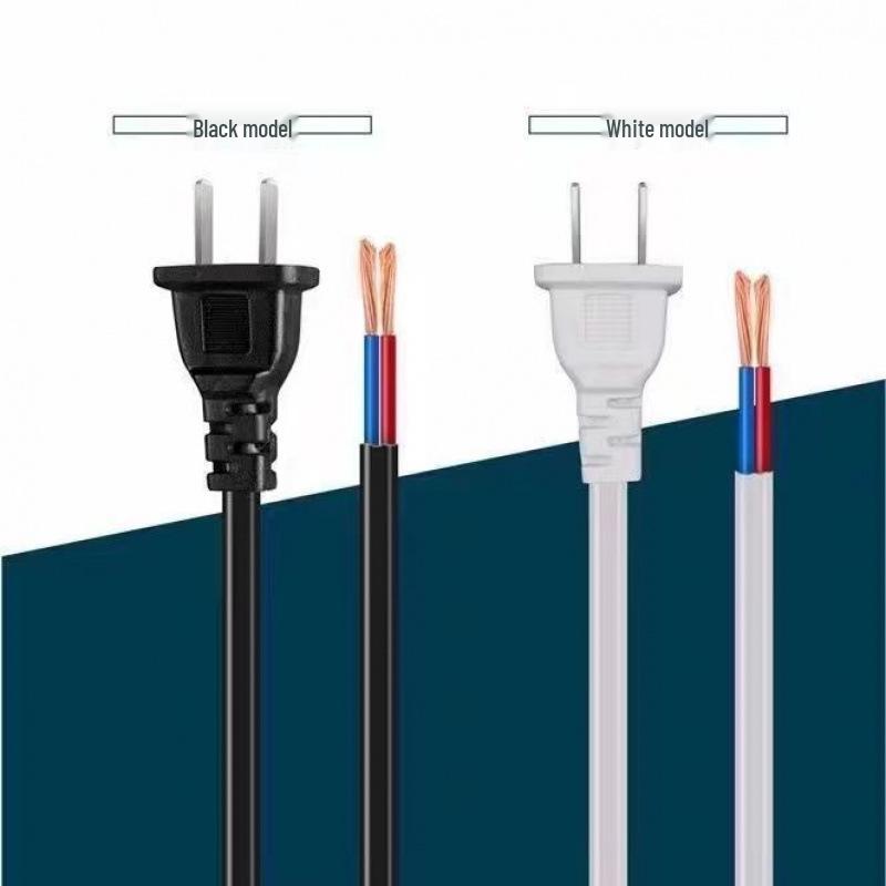 Dual-Core Power Cord for Fan: National Standard Two-Prong Plug Compatible with Table, Wall, and Floor Fans.