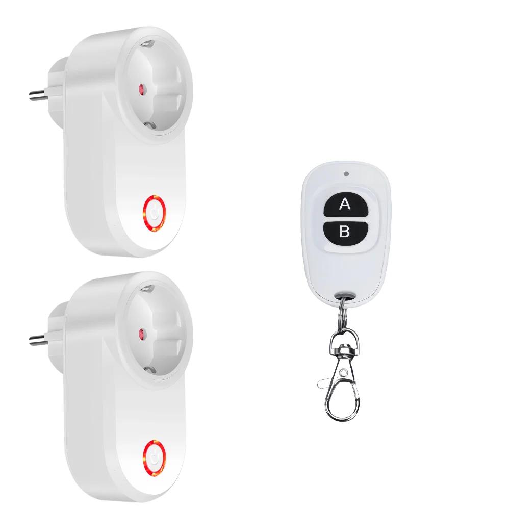 Беспроводная умная розетка 433 МГц, розетка с дистанционным управлением, EU FR, водонепроницаемая, пульт ДУ, 15 А, 110 В, 220 В, RF-вилка для бытовой техники, лампы, ВКЛ/ВЫКЛ