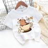 Kids Girl Cute Polyester T-shirt Summer Clothing Cartoon Capybara Printed Tee Children Short Sleeve Tops T Shirt Clothes Gift 2026