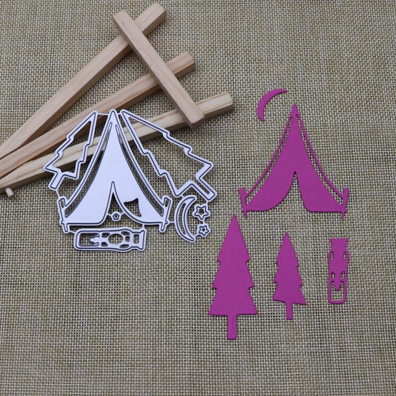 Металлические штампы для резки «Сосновый лес, луна» для скрапбукинга, тиснения, трафаретов, фотоальбомов, Рождества