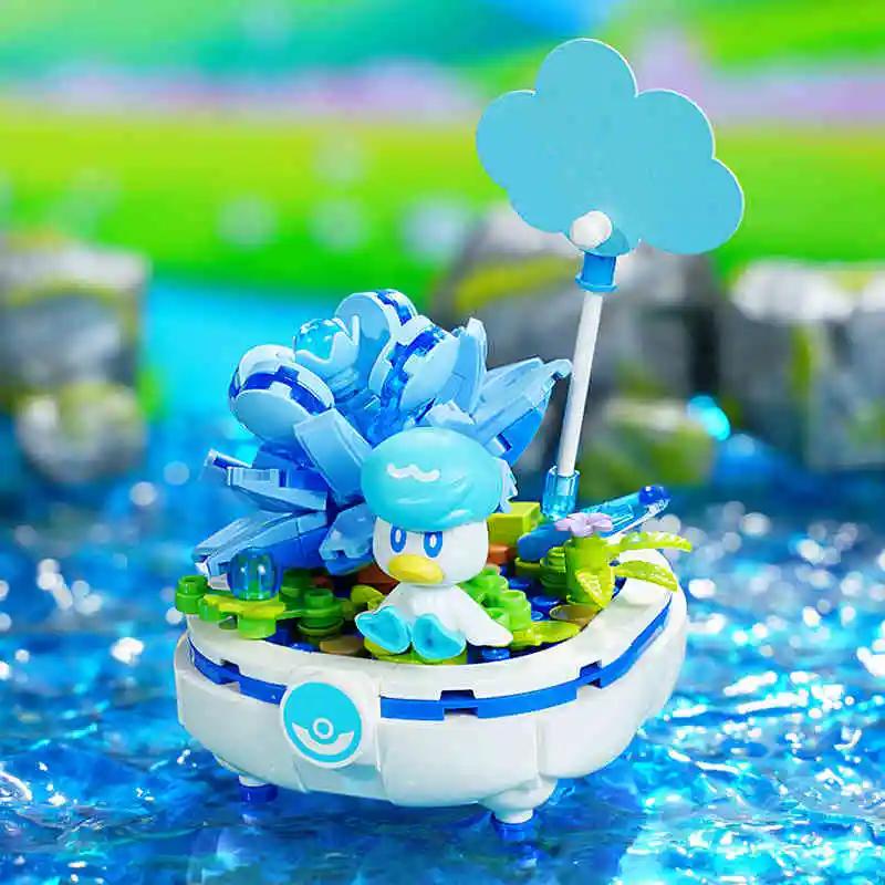 Non-Toxic Pokemon Building Blocks Pikachu Togepi Sylveon Sprigatito Flower Plant Potted Bricks Toy Desktop Decoration Collection Kids Gift