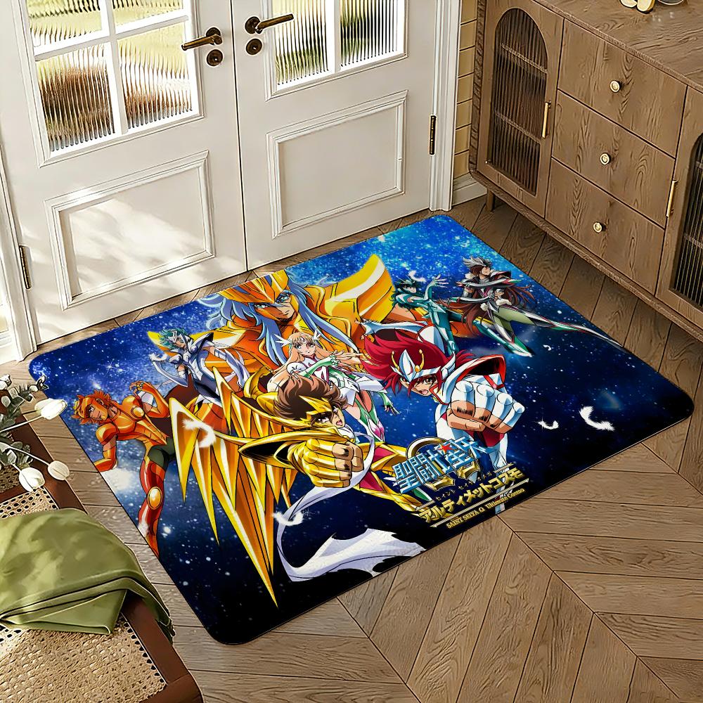 Saint Seiya Floor Mat Soft Thickened Absorbent Non-Slip Bedroom Living Room Door Mat Home Decor Flannel Rugs