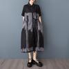 Короткий рукав Большой размер черный хлопок винтаж новые платья для женщин повседневное свободное длинное летнее платье-рубашка