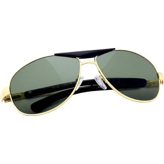 Солнцезащитные очки-авиаторы Dervin Green Lens Golden Frame для мужчин и женщин