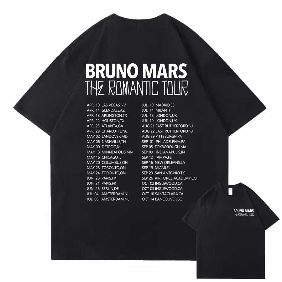 Футболка Bruno Mars The RoUnisextic Tour для унисекс женщин Хип-хоп Уличная одежда Оверсайз Топы 100% Хлопок Футболка BM3