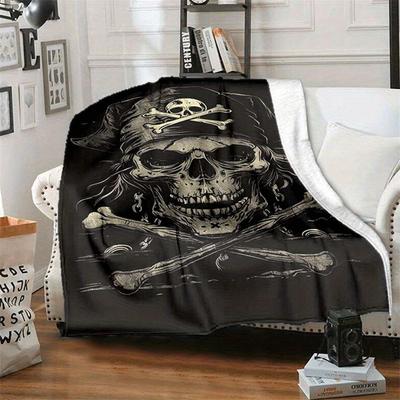 Pirate Skull Printed Blanket Flannel Blanket Lightweight Soft Comfortable Sofa Bed Blanket Blanket