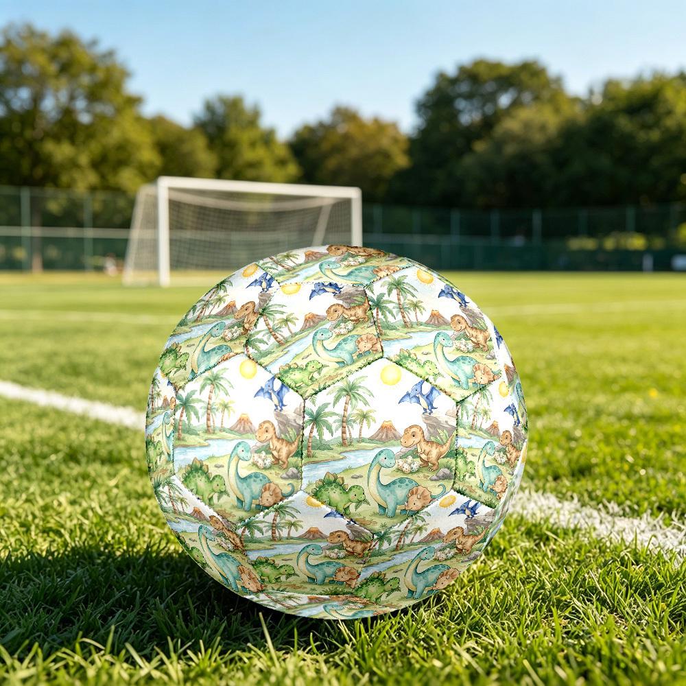 1pc Dinosaur Adventure Scene Theme Soccer Ball Football, Size 5, Lightweight PVC, Outdoor Training Soccer Ball,Gift c6581