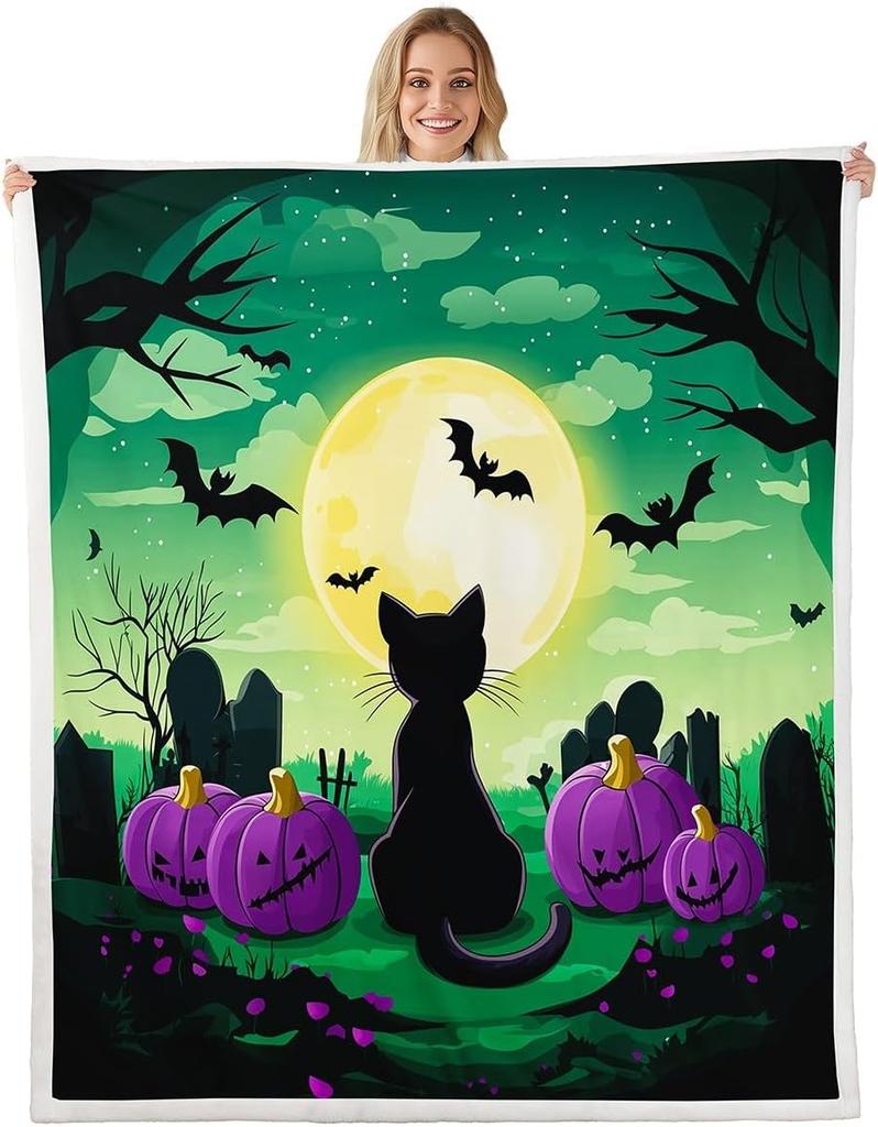 GUOYU Blanket Gothic Skull Fleece Blanket Baby Happy Halloween Sherpa Blanket Ghost Skull Goth Fuzzy Plush Throw for Adults Men WomenHorror