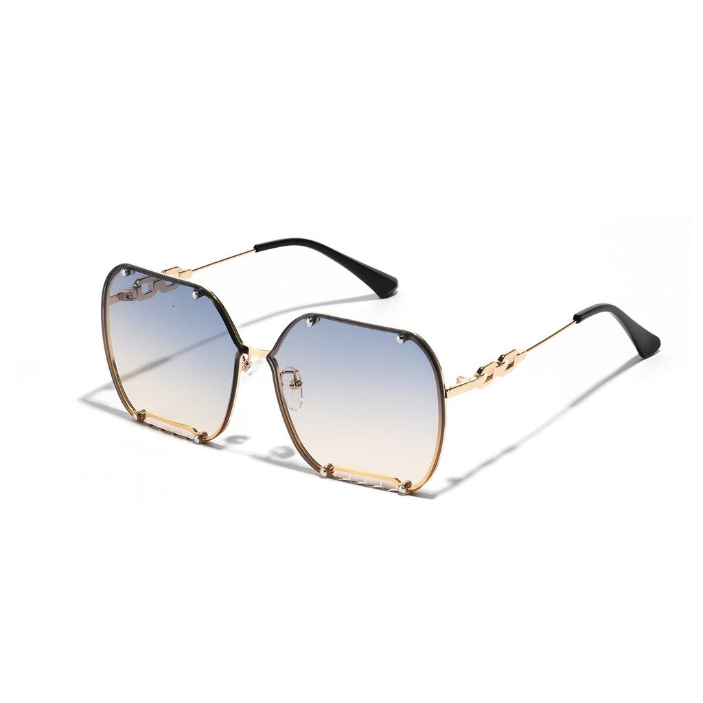 Очки Панк Цепи Заклепки Солнцезащитные Очки Мужские Металлические Большие Оправы Квадратные Солнцезащитные Очки Женские