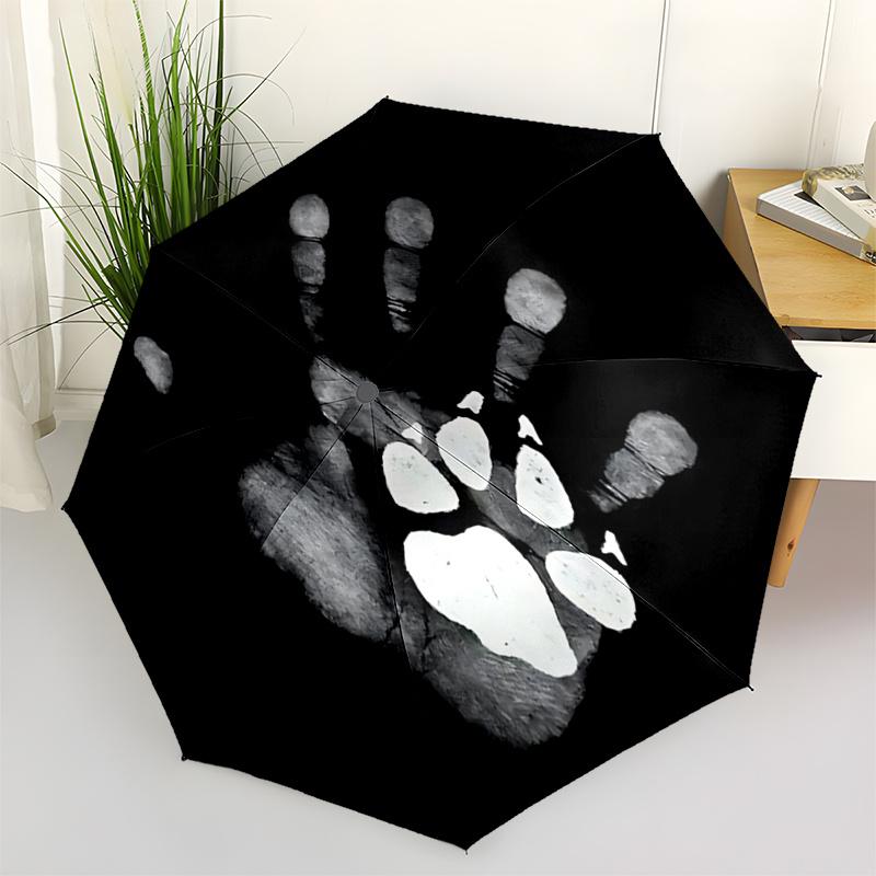 Dog lovers Unique Handprint Design Automatic Opening/Closing Umbrella:Portable 3 Fold Design with 8 Bone Iron Frame Perfect Gift for Fans