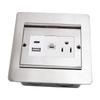 Встраиваемая напольная розетка 3-контактная USB A USB C Порт LAN Серебристая с раздвижной крышкой Встраиваемая силовая розетка для полов столешниц
