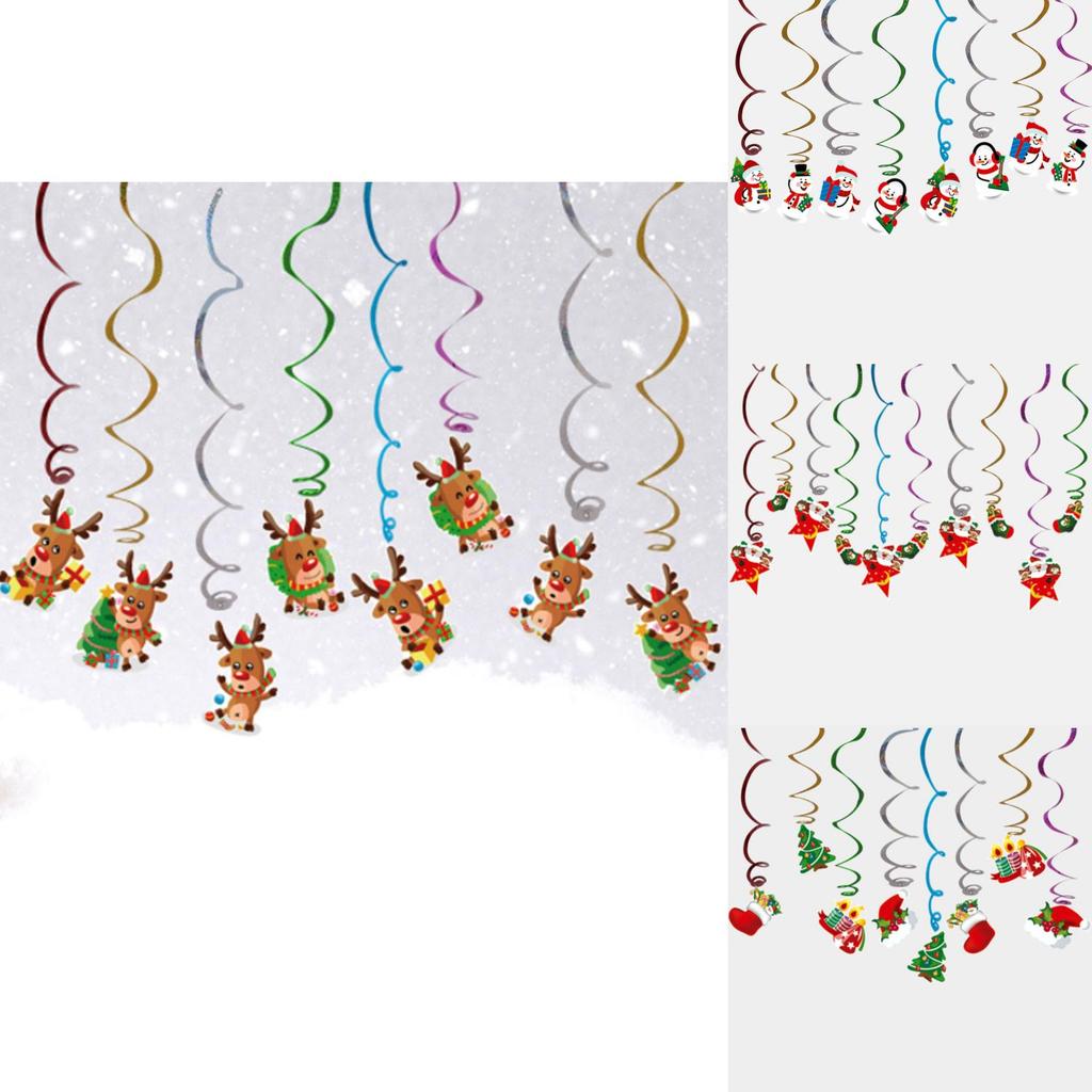 Яркий праздничный декор со спиральными стримерами и треугольными флажками, идеально подходящий для рождественских торжеств