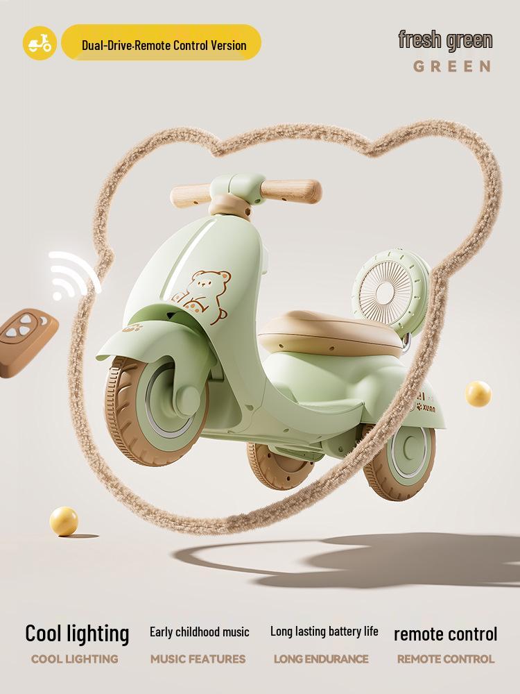 Детский электрический трехколесный мотоцикл с пультом дистанционного управления и световыми эффектами для мальчиков и девочек - Автомобиль Мулан