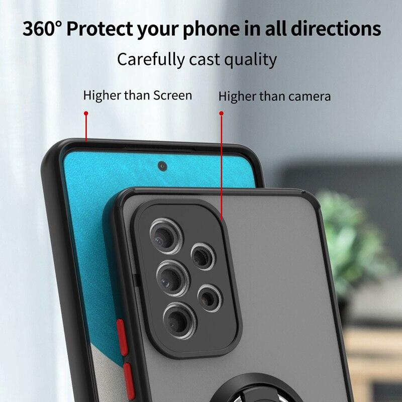 KEYSION Матовый чехол для Samsung A53 A33 A73 5G A23 A13, прозрачная противоударная задняя крышка с кольцом-подставкой для телефона Galaxy A52S A72 A32