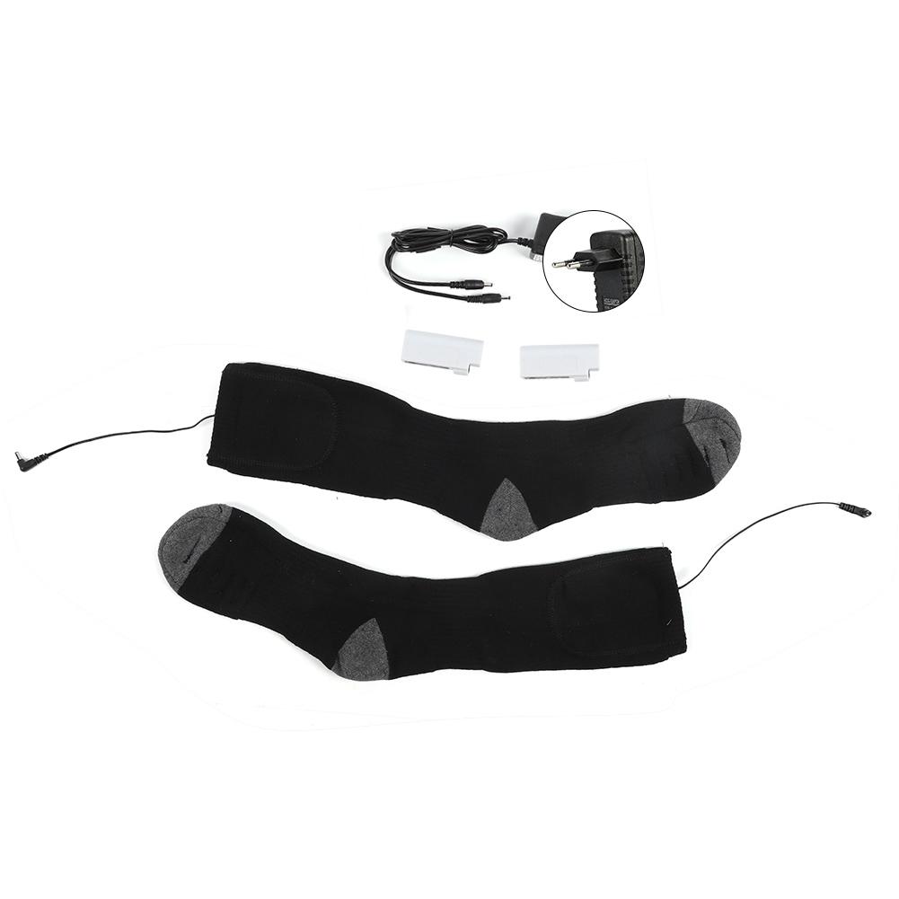 Стираемые электрические носки с подогревом, перезаряжаемые аккумуляторные зимние грелки для ног, термоноски с вилкой EU 100-240 В