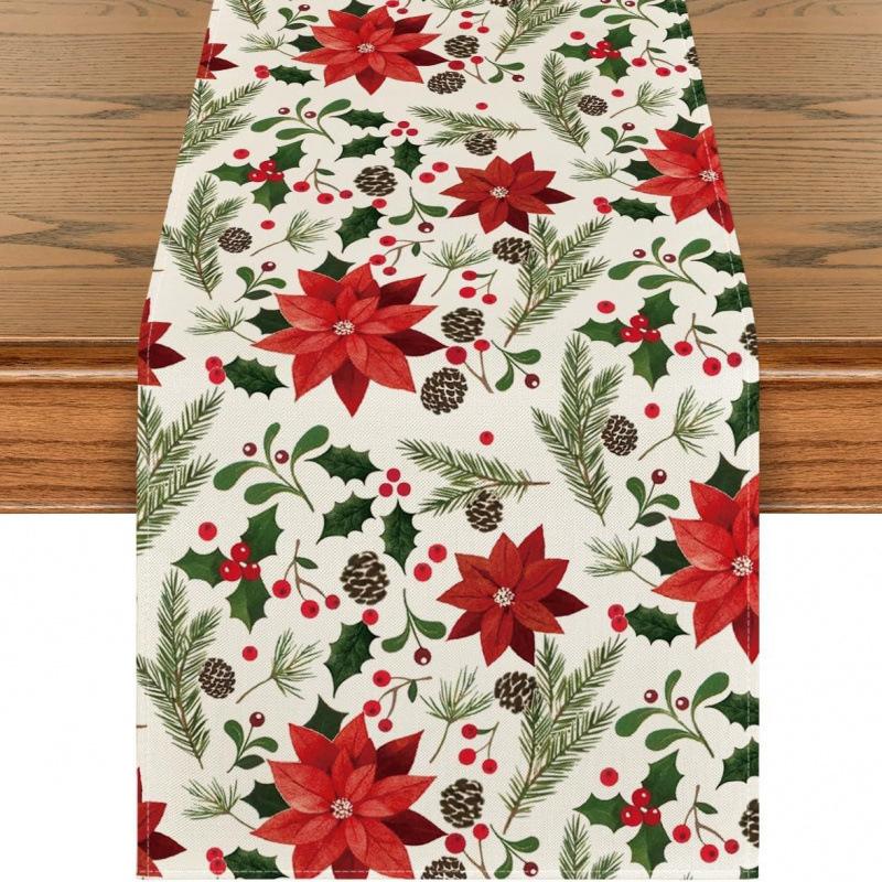 Праздничная скатерть-дорожка 'Снеговик' на рождественскую елку для дома, кухни, столовой, скатерть для украшения вечеринки